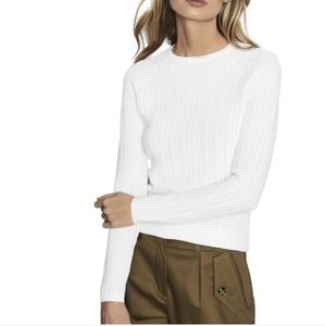 REISS white Iona long sleeves knit top sweater size XS